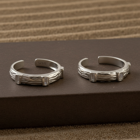 Sterling Silver 925 Adjustable Geometric Toe Ring – Minimalist Summer Jewelry