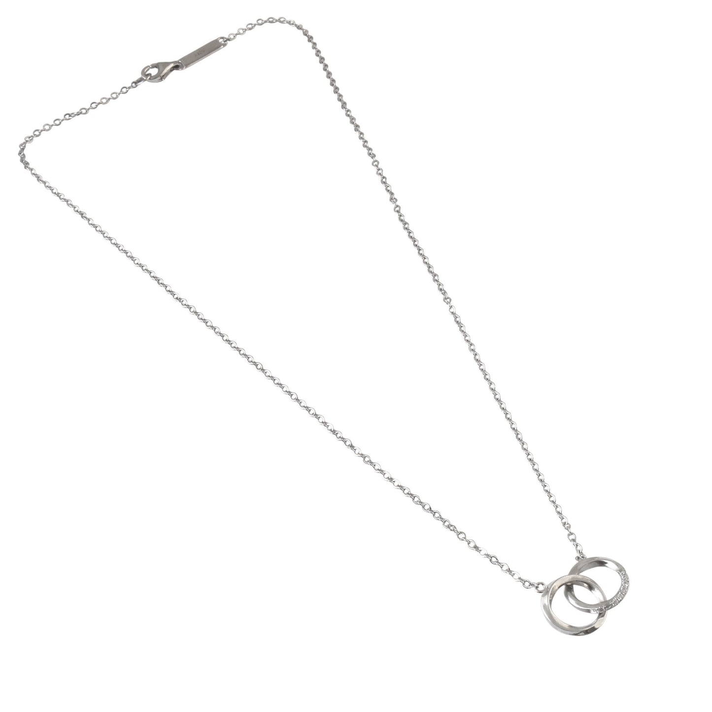 925 Sterling Silver Interlocking Rings Necklace with CZ Accent