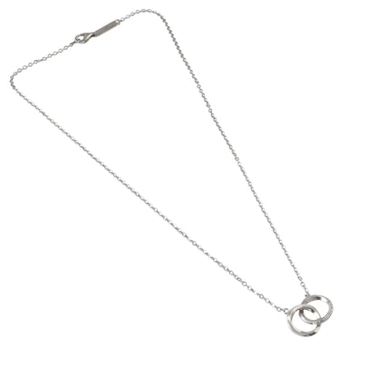 925 Sterling Silver Interlocking Rings Necklace with CZ Accent