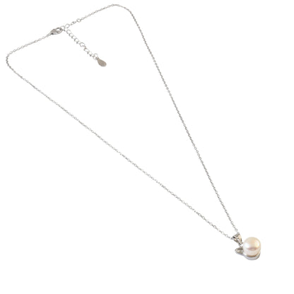 925 Sterling Silver Pearl Cat Pendant Necklace