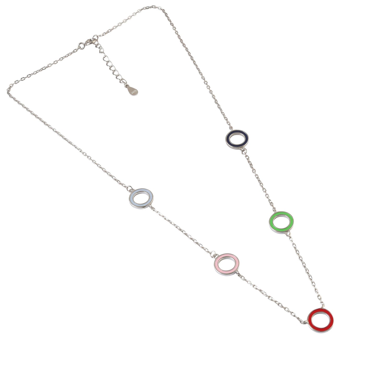 925 Silver Multi-Color Enamel Circle Necklace