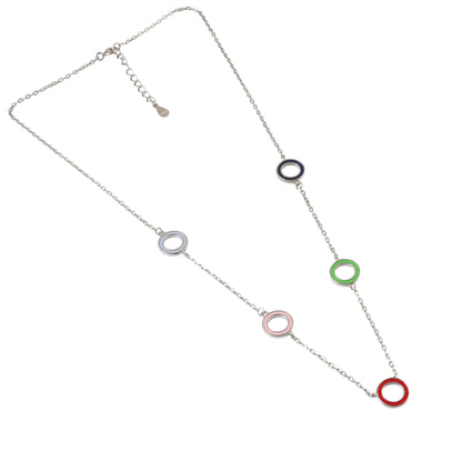 925 Silver Multi-Color Enamel Circle Necklace
