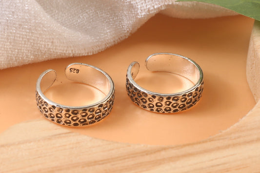 925 Sterling Silver Adjustable Toe Ring | Boho Oxidized Wide Band Jewelry | Handmade Ethnic Foot Ring