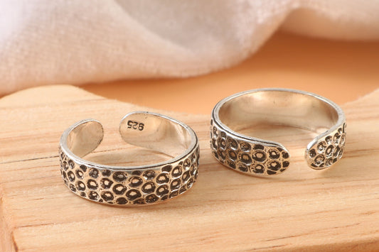 925 Sterling Silver Adjustable Toe Ring | Boho Oxidized Wide Band Jewelry | Handmade Ethnic Foot Ring
