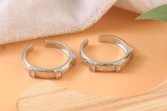 Sterling Silver 925 Adjustable Geometric Toe Ring – Minimalist Summer Jewelry
