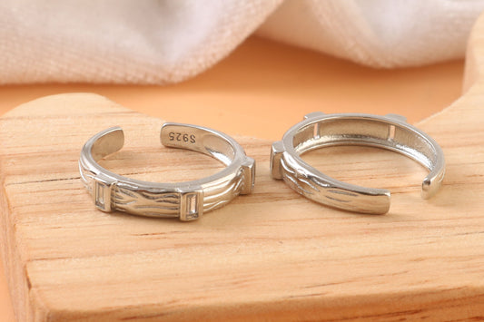 Sterling Silver 925 Adjustable Geometric Toe Ring – Minimalist Summer Jewelry