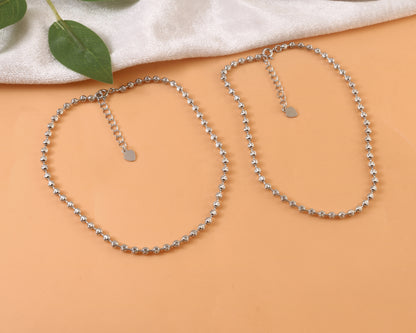 925 Silver Adjustable Beaded Anklet – Handmade Minimalist Everyday Jewelry
