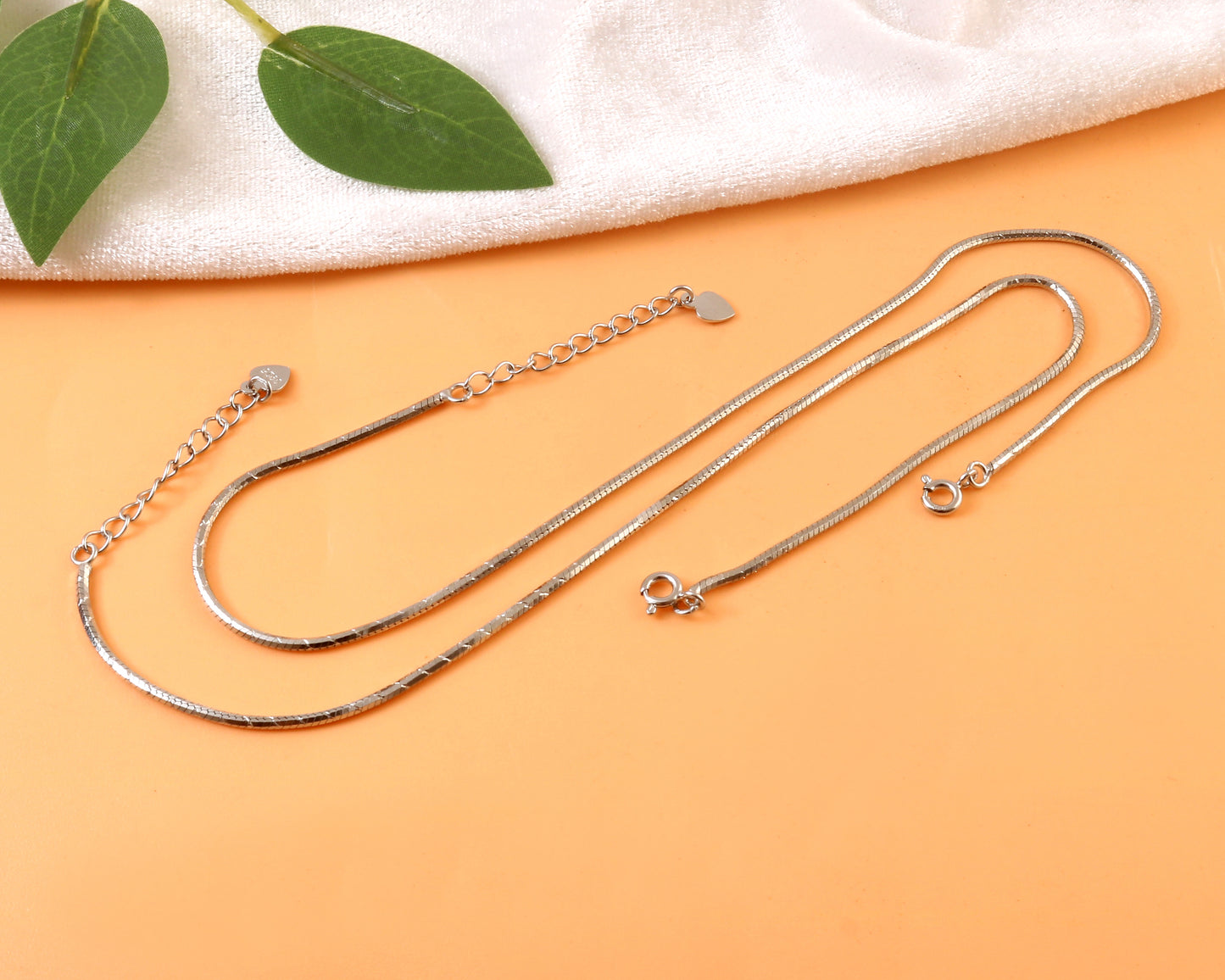 925 Sterling Silver Sleek Herringbone Adjustable Anklet – Minimalist Everyday Jewelry