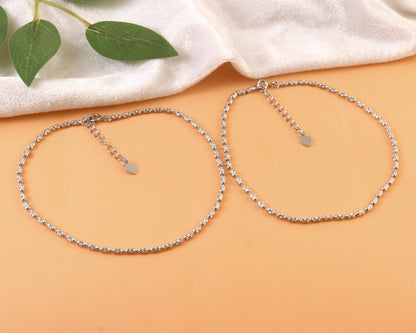Sterling Silver Rope Chain Anklet – Elegant 925 Silver Adjustable Foot Jewelry