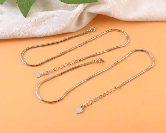 925 Sterling Silver Sleek Snake Chain Anklet – Adjustable Minimalist Women’s Payal