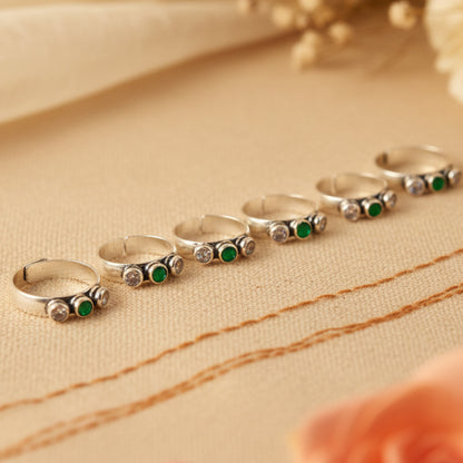 Anya Emerald & Crystal Toe Rings