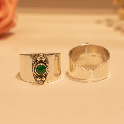 Meera Emerald Green Wide Toe Rings