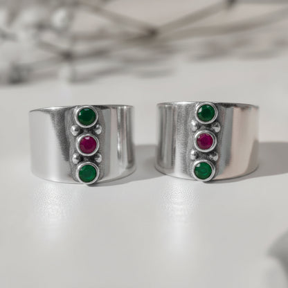 Sia Red & Green Wide Toe Rings