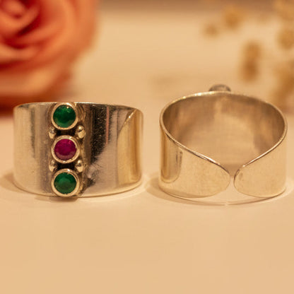 Sia Red & Green Wide Toe Rings