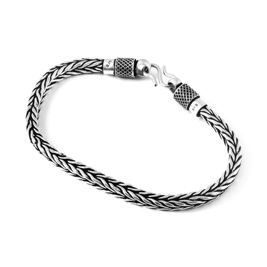 Raftar Bracelet – Oxidised 925 Silver Solid Fish Tail Cuff for Men