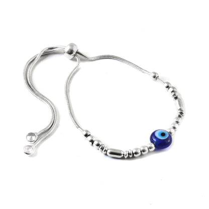 Amaanat Bracelet – 925 Silver Evil Eye Charm Bracelet with Silver Beads