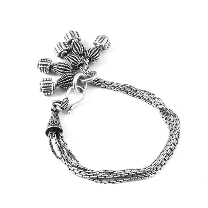Jashn Bracelet – Oxidised 925 Silver 5-Chain Loop Ball Tip Bracelet