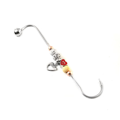Scarlet Heart Sterling-Silver Snake-Chain Bracelet | Mixed-Metal Stardust & Open-Heart Charm
