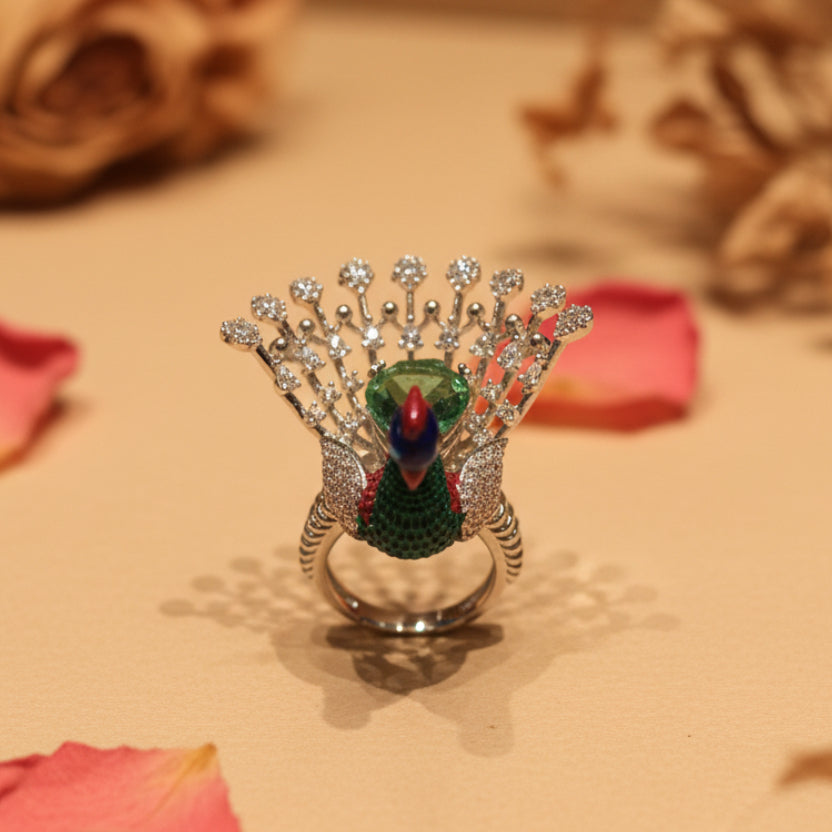 Panna Green Peacock Ring