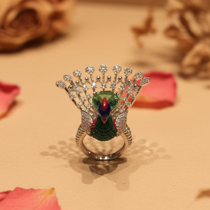 Panna Green Peacock Ring