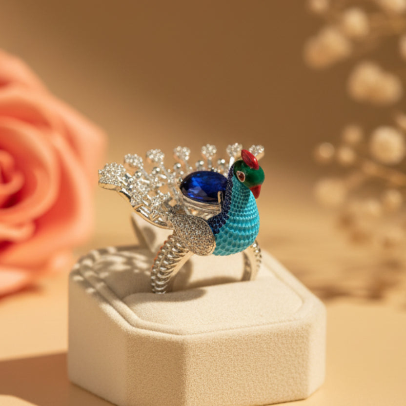 Mayura Dancing Peacock Ring