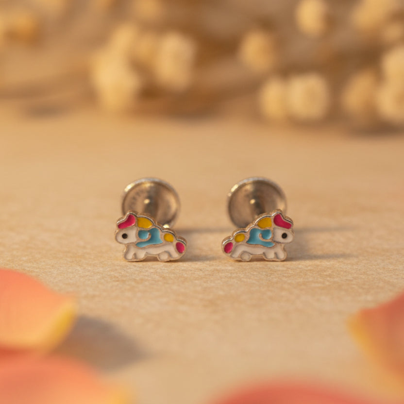 925 Silver Colorful Caterpillar Kids Stud Earrings