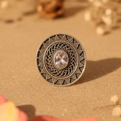 Chakra Silver Mandala Ring