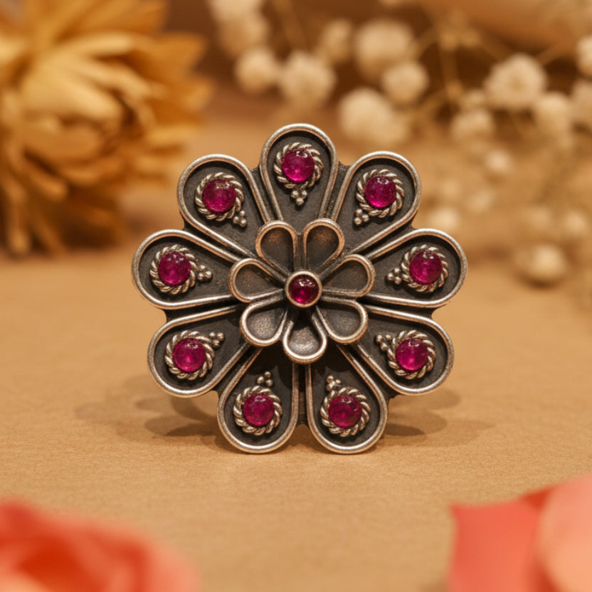 Gulabi Lotus Statement Ring