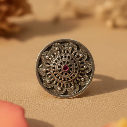 Bindi Silver Mandala Ring