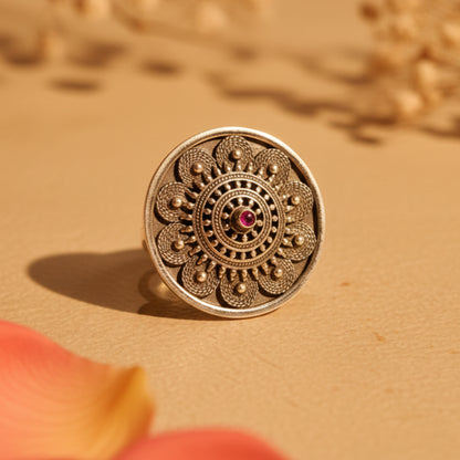 Bindi Silver Mandala Ring