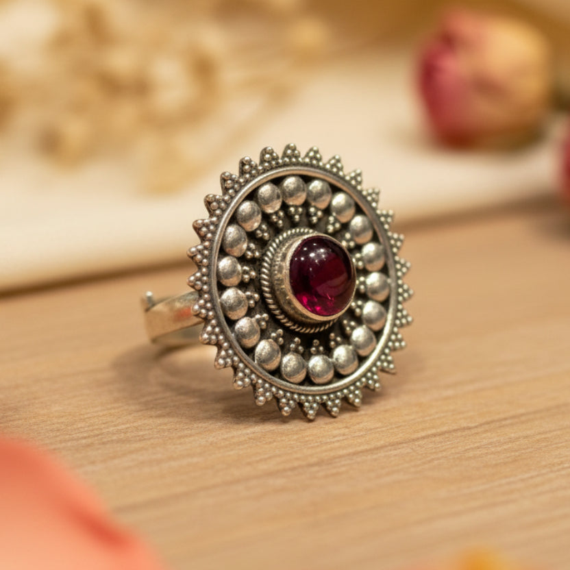 Sitara Red Starburst Ring