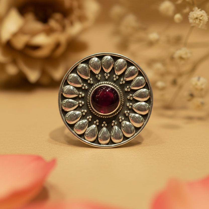 Anar Red Mandala Ring
