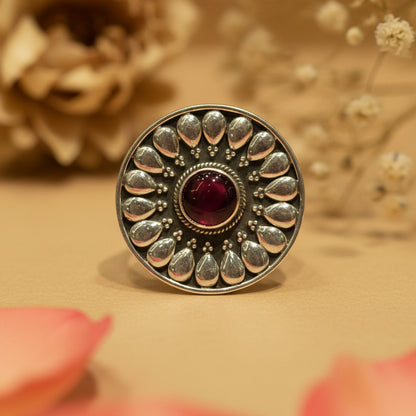 Anar Red Mandala Ring