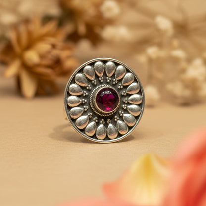 Anar Red Mandala Ring