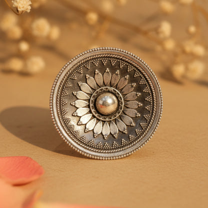 Padma Floral Silver Ring
