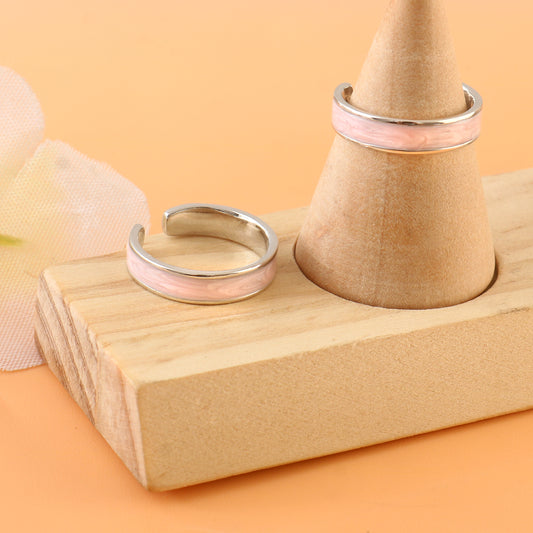 Pink Enamel Adjustable Silver Toe Ring | 925 Sterling Silver Band Toe Ring for Women