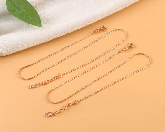 Rose Gold Cable Chain Anklet | Minimal Adjustable Anklet | Dainty Everyday Jewelry