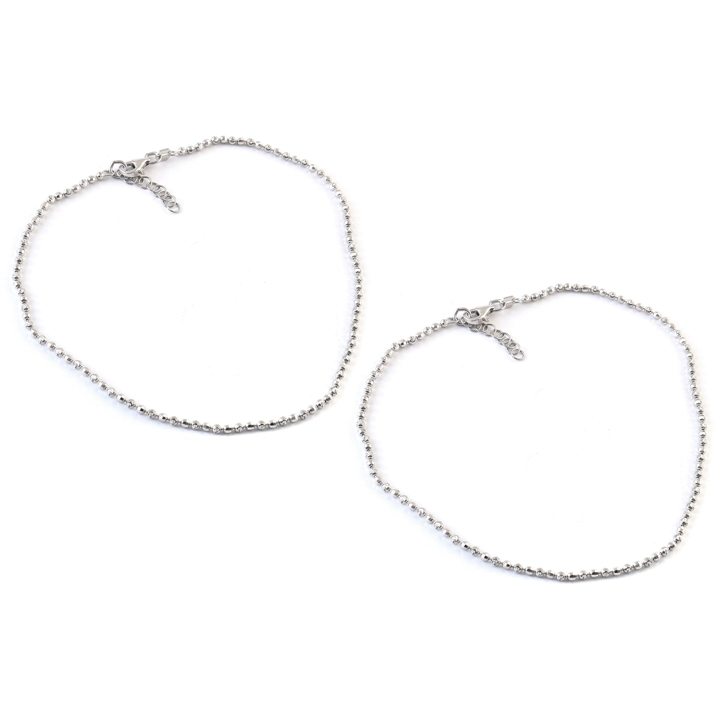 Sterling Silver Beaded Anklet | Adjustable Ball Chain Anklet | Minimal Everyday Jewelry