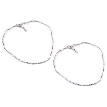 Sterling Silver Beaded Anklet | Adjustable Ball Chain Anklet | Minimal Everyday Jewelry