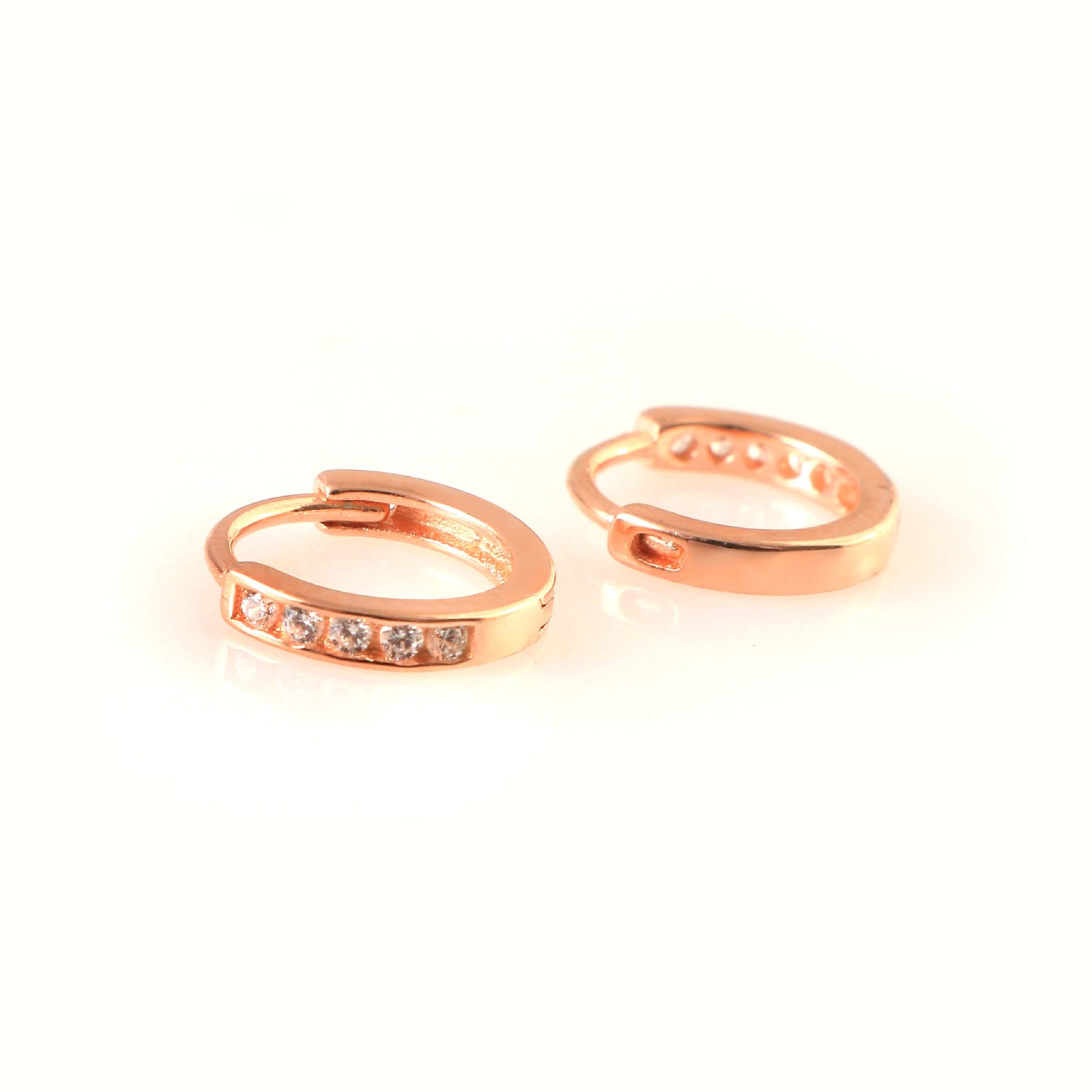 Rose Gold CZ Huggie Earrings – Minimalist Hoop Earrings for Everyday Elegance
