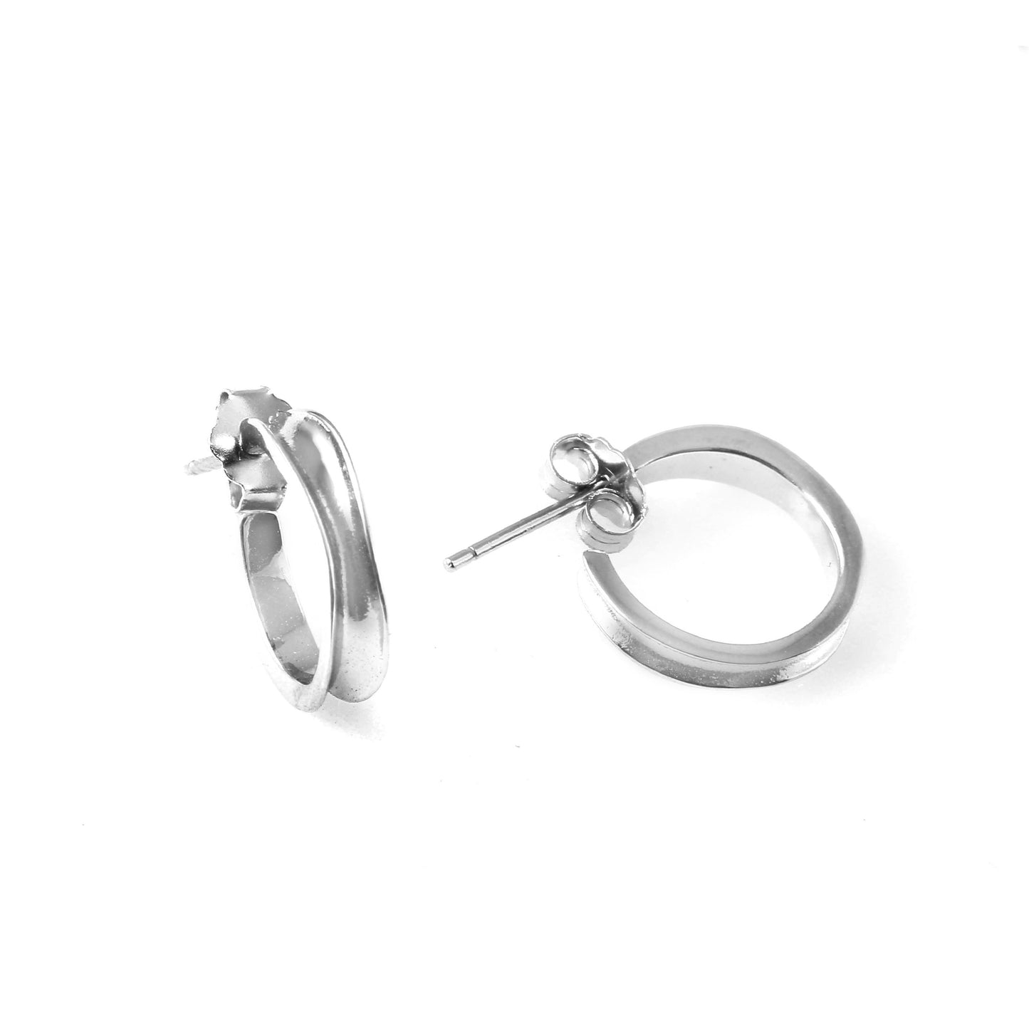Minimal Silver Hoop Stud Earrings | 925 Sterling Silver Small Hoops for Women & Men