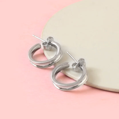 Minimal Silver Hoop Stud Earrings | 925 Sterling Silver Small Hoops for Women & Men