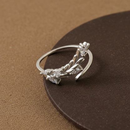 925 Sterling Silver Leaf Adjustable Ring | Handcrafted Nature-Inspired Silver Ring | Minimal Elegant Jewelry