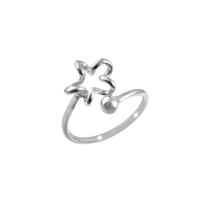 925 Silver Abstract Flower Ring | Minimal Open Band Sterling Silver Ring for Women