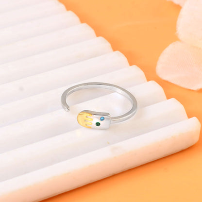 925 Sterling Silver Ice Cream Adjustable Ring | Handcrafted Dual-Tone Silver Ring | Cute Minimal Jewelry Gift