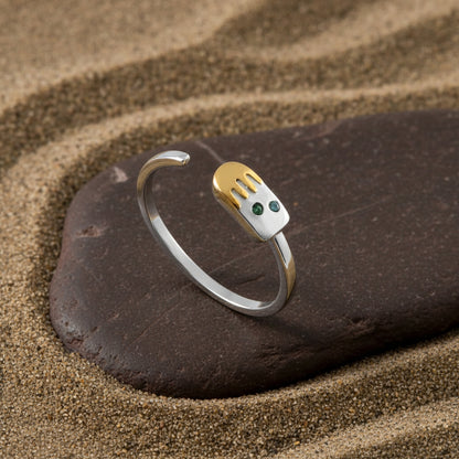 925 Sterling Silver Ice Cream Adjustable Ring | Handcrafted Dual-Tone Silver Ring | Cute Minimal Jewelry Gift