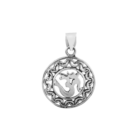 Oxidized Om Mandala Pendant in Sterling Silver