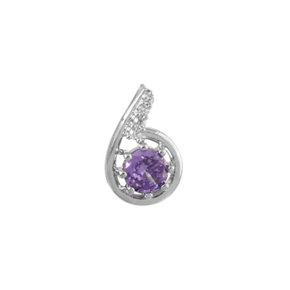 925 Silver Purple CZ Teardrop Pendant – Elegant Zircon Halo Necklace Charm