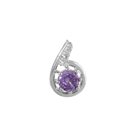 925 Silver Purple CZ Teardrop Pendant – Elegant Zircon Halo Necklace Charm