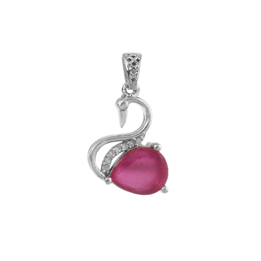 Swan-Inspired Ruby Pendant in Sterling Silver